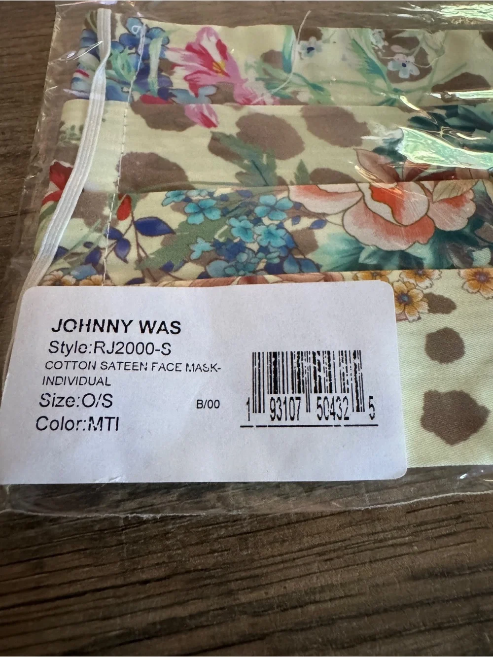 Johnny Was Floral Cotton Face Mask - Cream with Multicolor Flowers